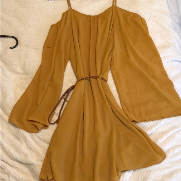 Mustard off shoulder dress - Picture 2 of 2